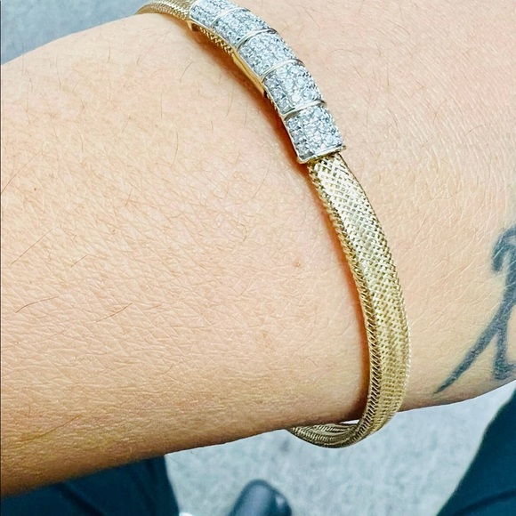 10k solid gold bangle, REAL GOLD, expanding bangle, REAL diamonds free appraisal - Picture 4 of 5